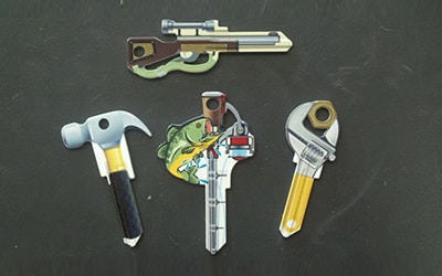 Designer keys hammer, fishing pole